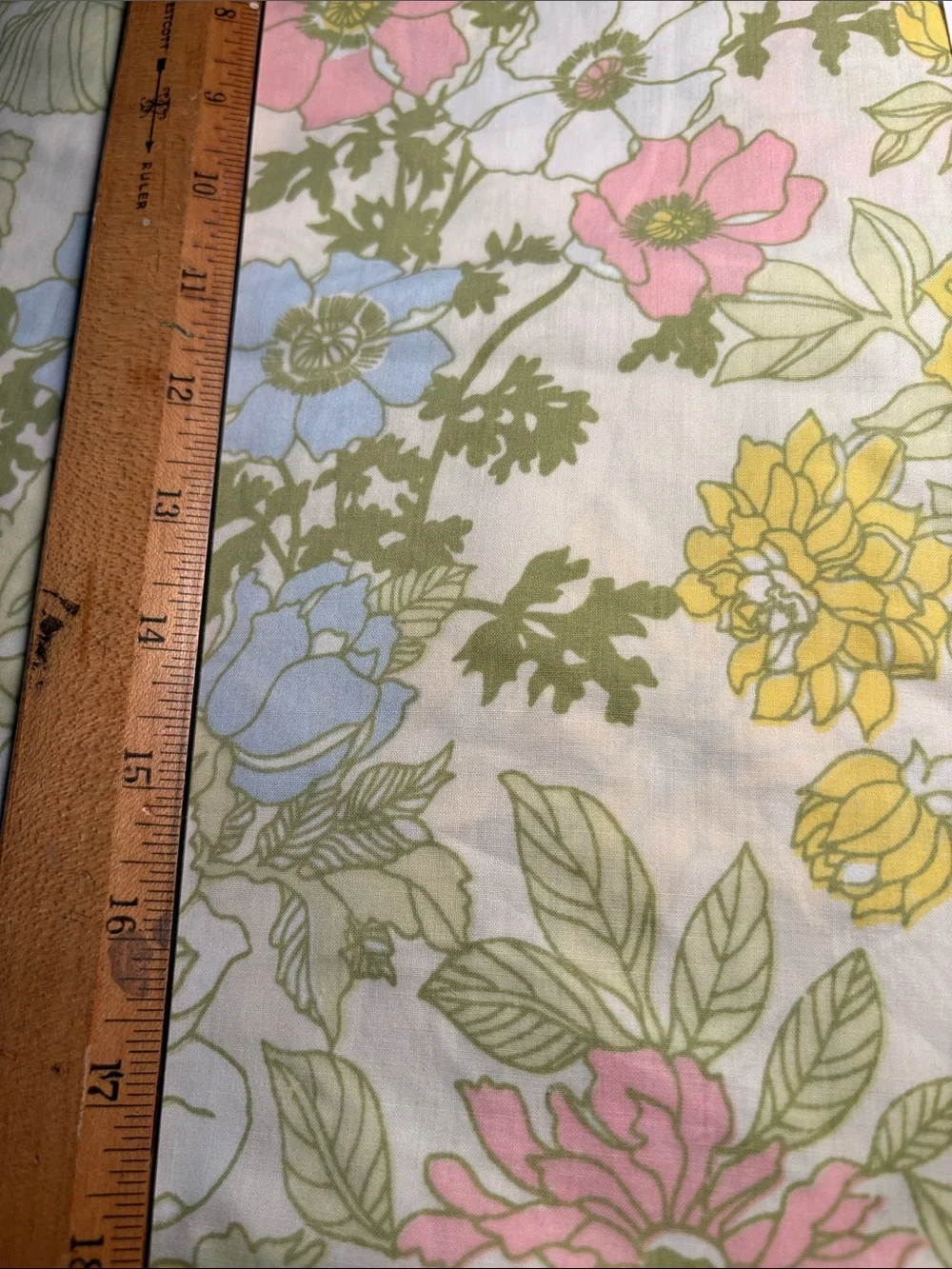 Vintage full fitted Floral Print Skirt / Pants in Pink, Yellow & Green. LL